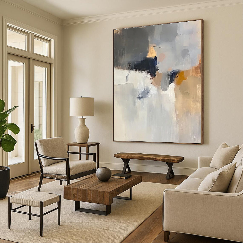 Subtle Gray - White Abstract Art for Study & Guest Room STSC686