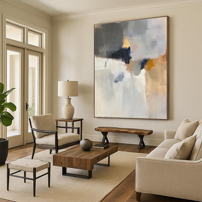 Subtle Gray - White Abstract Art for Study & Guest Room STSC686