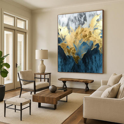 Gold - Leaf Marble Abstract Art for Luxury Hotel Lobby & High - End Home Entrance DLZ1808