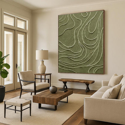 Olive Green Line - Texture Art for Nature - Inspired Home Entryways DLZ0236
