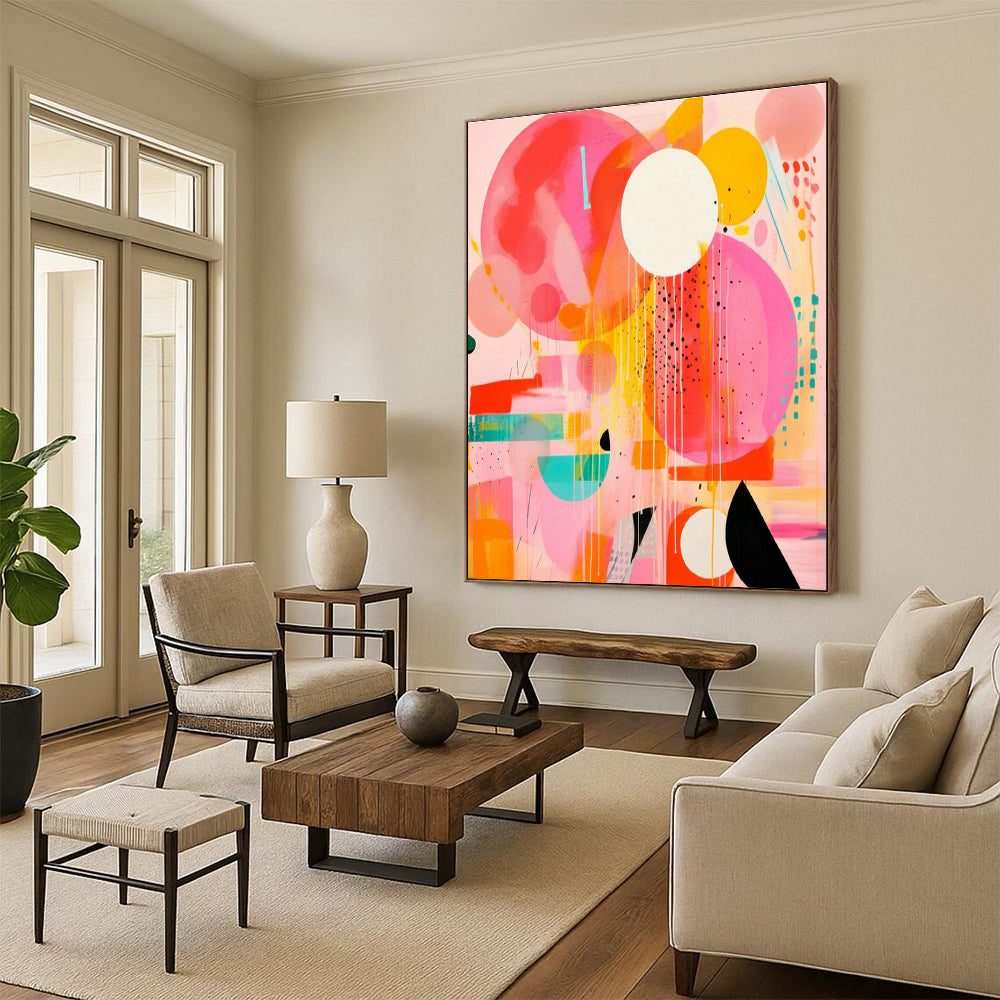 Colorful Circle Drip Art for Modern Living Room & Creative Café DLZ2090