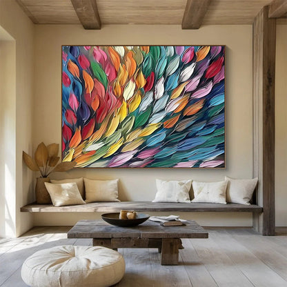 Colorful Feather - Shaped Abstract Art for Vibrant Bohemian Living Rooms DLZ3073