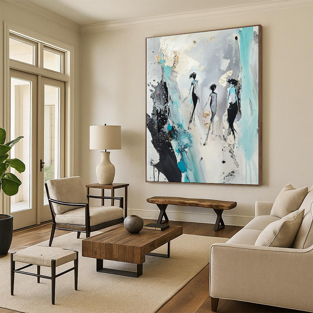 Abstract Figures with Gold Accents Art for Bedroom & Boutique STSC726