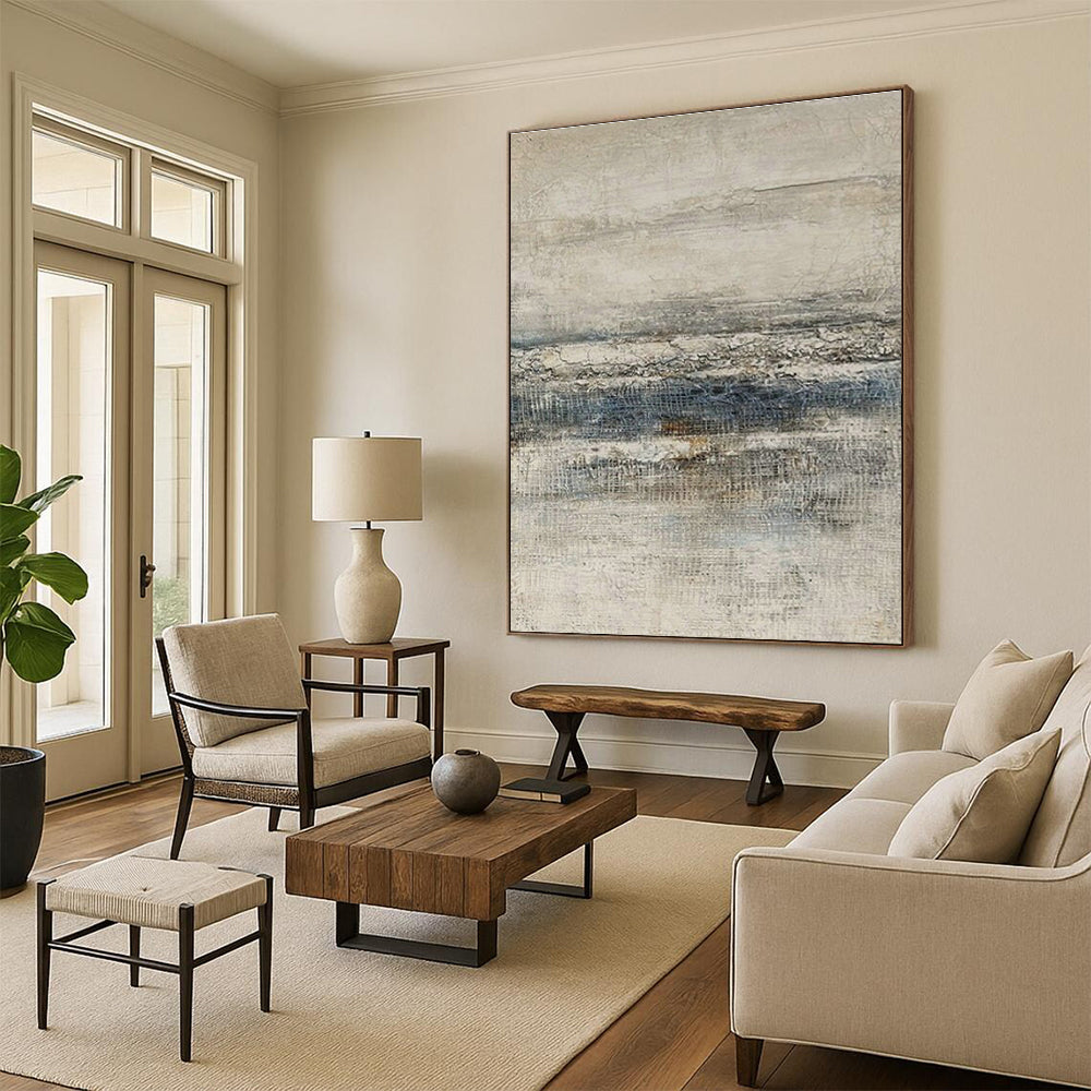 Gray - White - Blue Textured Art for Coastal Art Gallery & Nautical - Themed Home DLZ1853