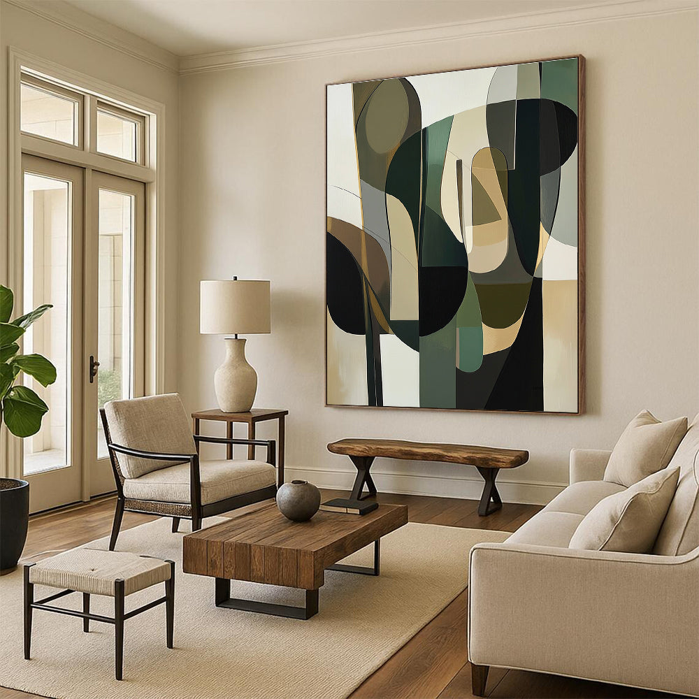 Geometric Green and Brown Abstract for Botanical - Themed Spa & Eco - Friendly Boutique STSC794