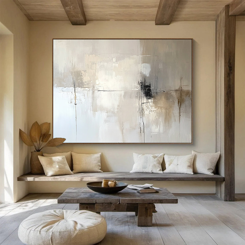 Neutral Abstract Composition Art for Minimalist Living Room & Modern Office Reception SC291