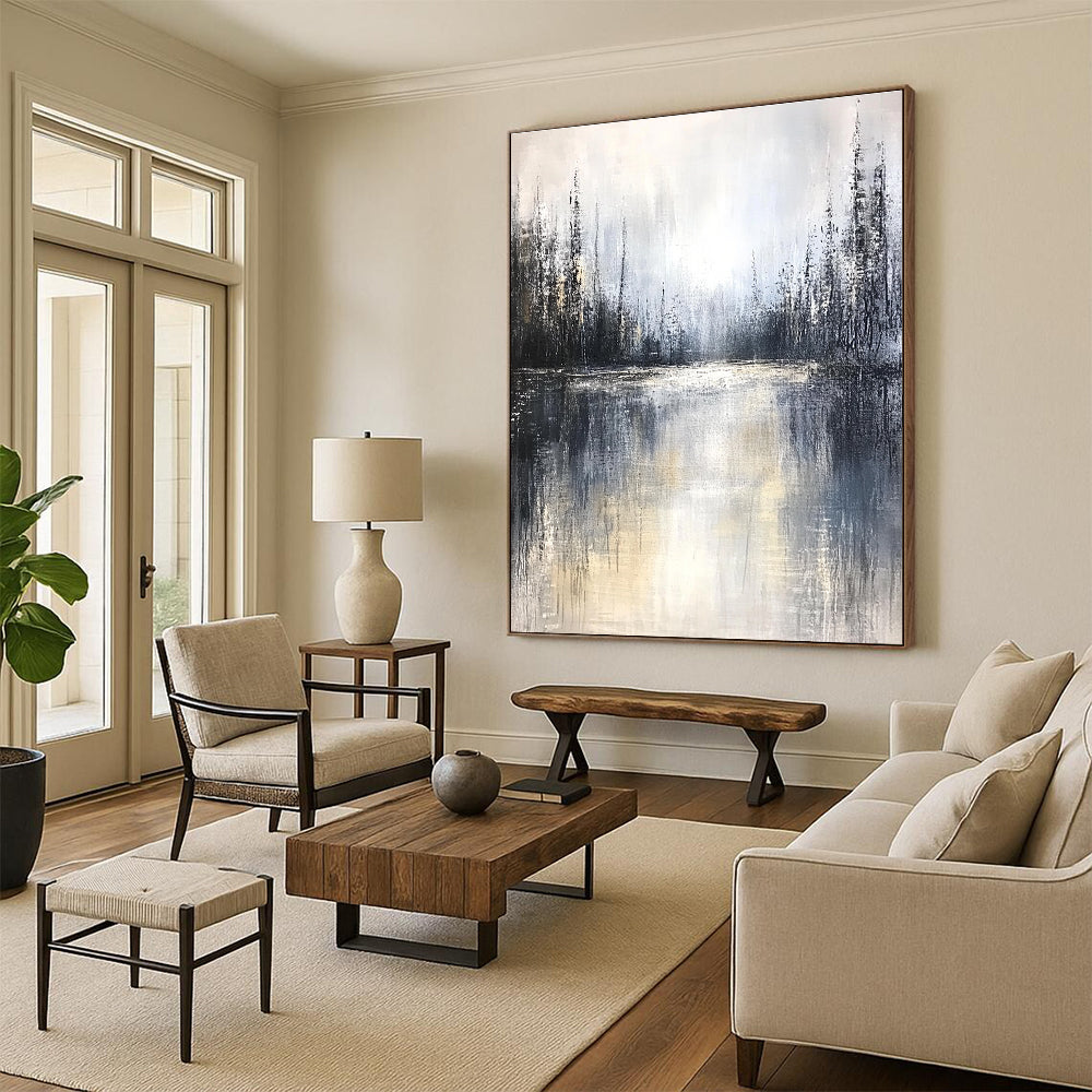Grayish Forest Lake Art for Bedroom & Spa STSC083