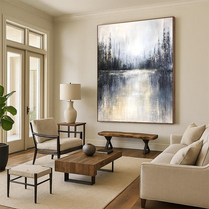 Grayish Forest Lake Art for Bedroom & Spa STSC083