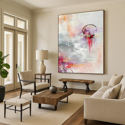Pink - Purple Abstract Art for Bridal Suite Bedroom Walls DLZ0038