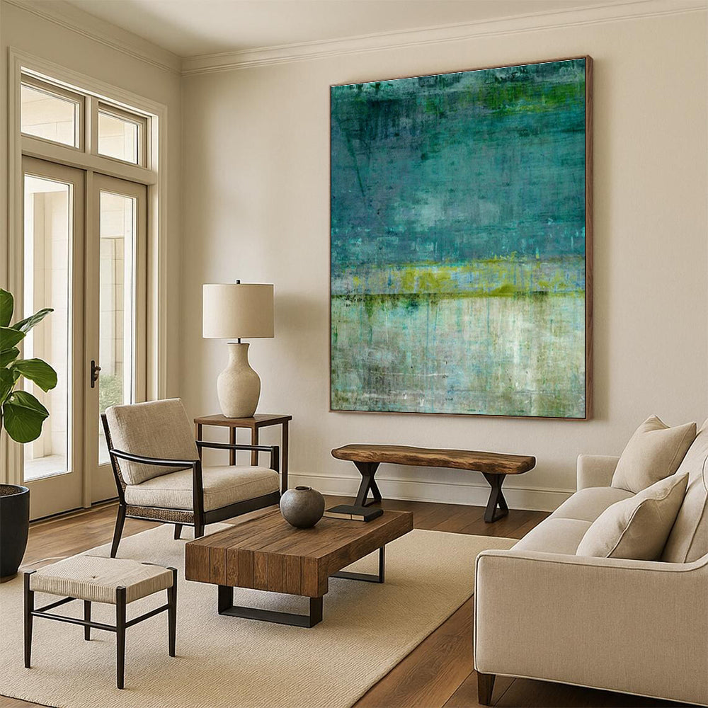 Blue - Green Texture Art for Beach House Bathroom Retreats DLZ0278