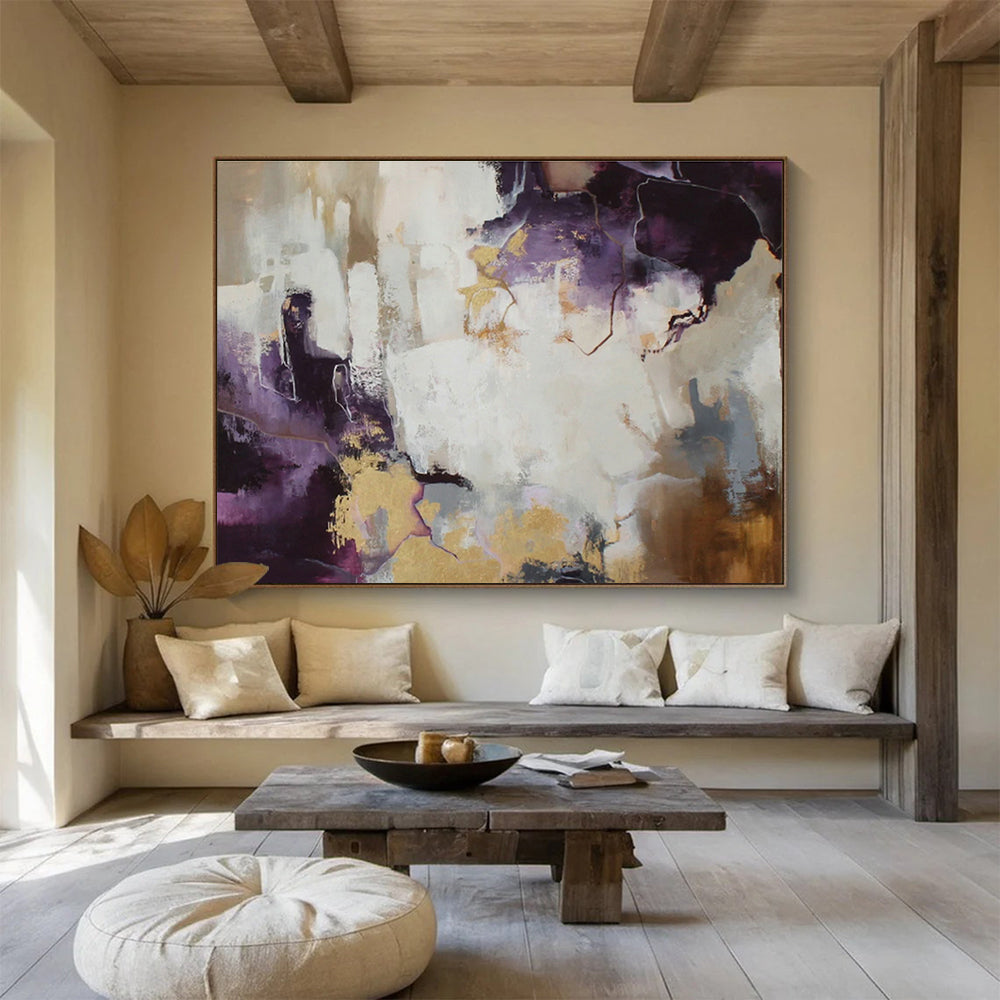 Purple - Gold Abstract Art for Glamorous Bedroom DLZ2892