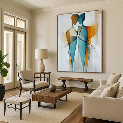 Golden Accent Abstract Figures Art for Bedroom & Luxury Lounge STSC714