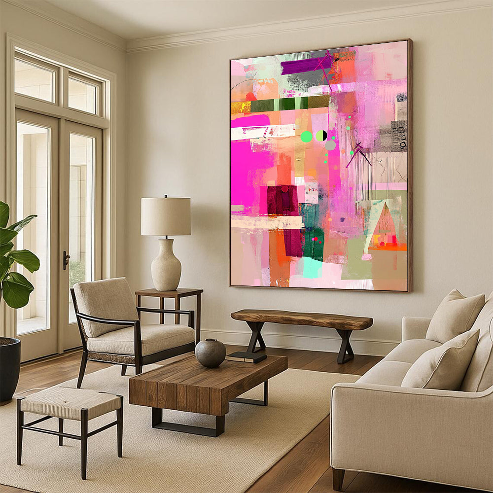 Colorful Collage Abstract for Bohemian Home & Art Studio STSC786