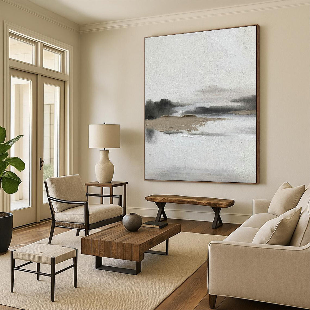 Misty Landscape Abstract Art for Luxury Spa & Meditation Space DLZ2372