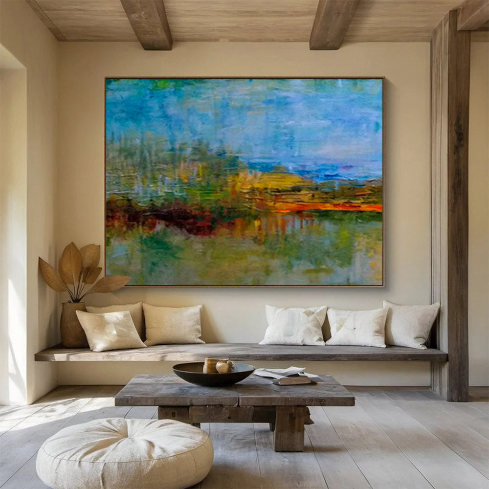 Colorful Lakeside Abstract Art for Cozy Living Room DLZ2774