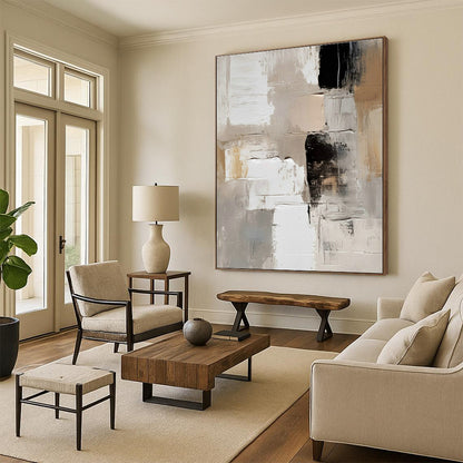 Gray - White - Black Abstract Art for Industrial - Chic Loft & Modern Art Museum DLZ0718