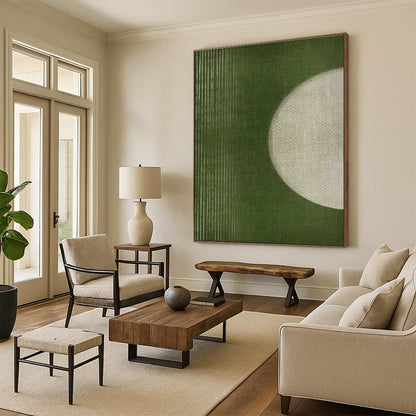 Green Circle & Lines Art for Japandi - Style Living Room & Creative Studio DLZ1367