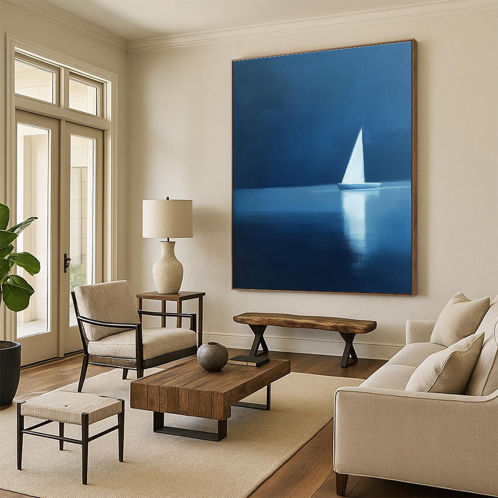 Another Sailboat in Blue Art for Beachfront Home Living Room & Yacht Club STSC1087
