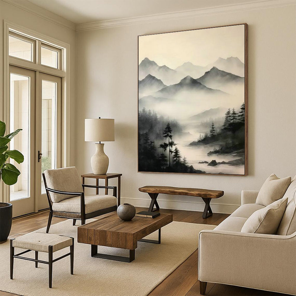 Ink - Wash Landscape Art for Living Room & Study DLZ0385