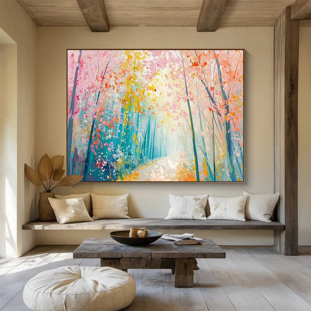Pink Forest Path Art for Romantic Bed - and - Breakfast Morning Nooks DLZ3198