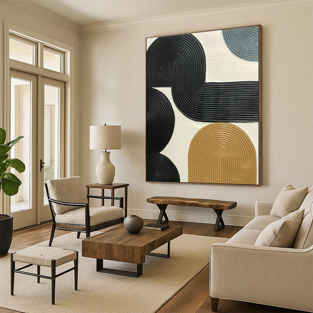 Black - Brown - Gold Relief Art for Industrial Loft & Art Studio DLZ1185
