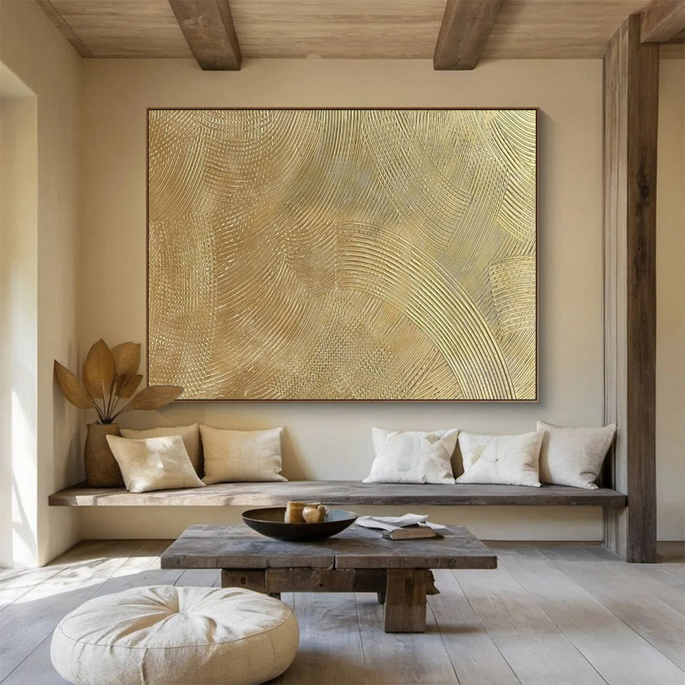 Golden Wave Abstract for Luxury Hotel Lobby DLZ2964