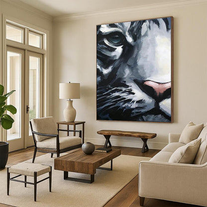 Close - up Tiger Face Art for Wildlife - Themed Library & Bold Home Office DLZ2154