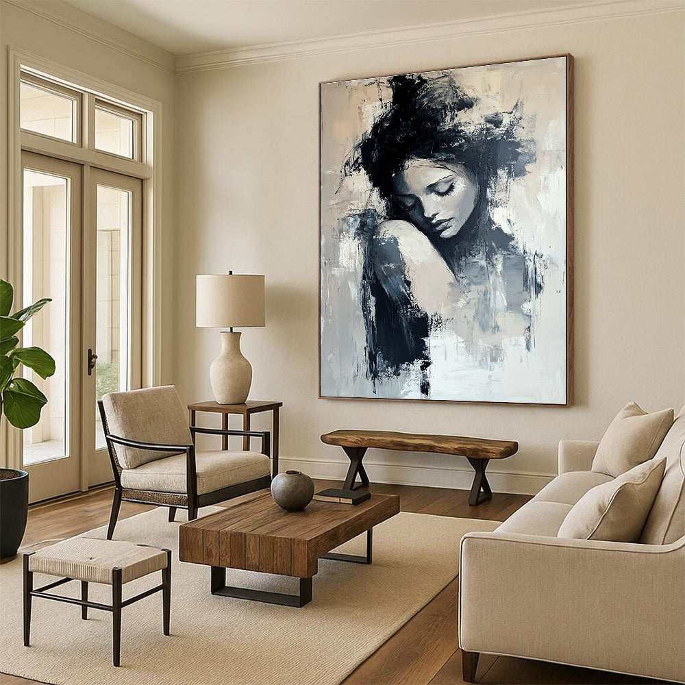 Monochrome Female Figure for Thoughtful Library & Feminine Home Office STSC297