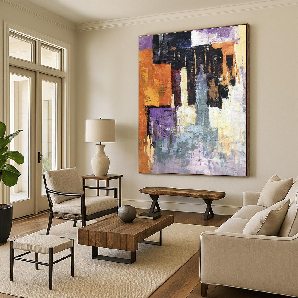 Color - Block Geometric Abstract Art for Bold Living Room & Trendy Retail Store DLZ1312