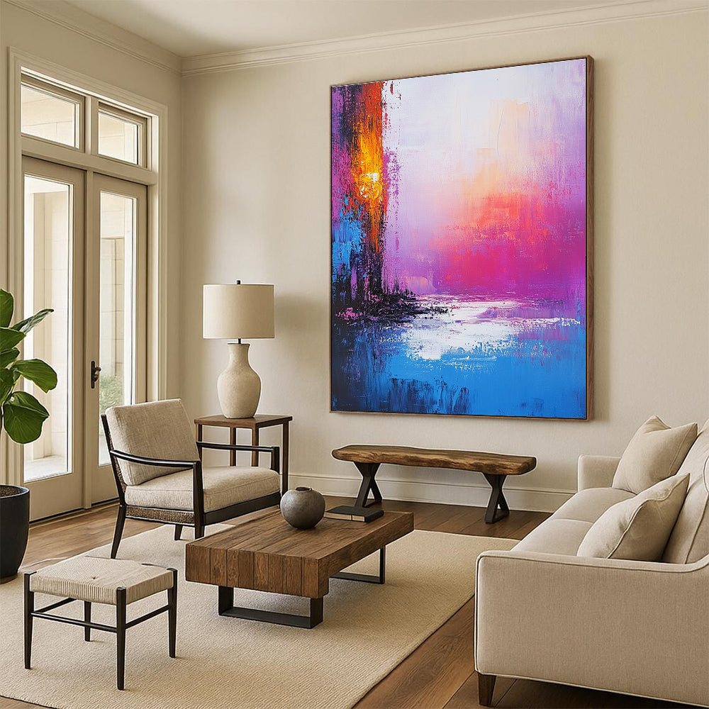 Vibrant Abstract Sunset Landscape for Luxury Hotel Lobby & Home Living Room STSC261