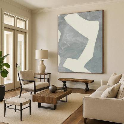 Light Gray Geometric Abstract Art for Minimalist Office & Modern Living Room DLZ0710