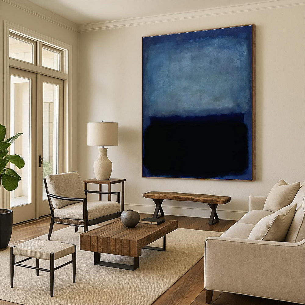 Blue - Black Minimalist Art for Nautical - Themed Restaurant & Contemporary Bedroom DLZ2317