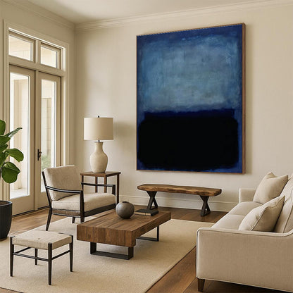 Blue - Black Minimalist Art for Nautical - Themed Restaurant & Contemporary Bedroom DLZ2317