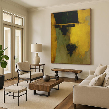 Gold - Green Abstract Art for Luxury Hotel Suite & Art Deco Bedroom DLZ1634