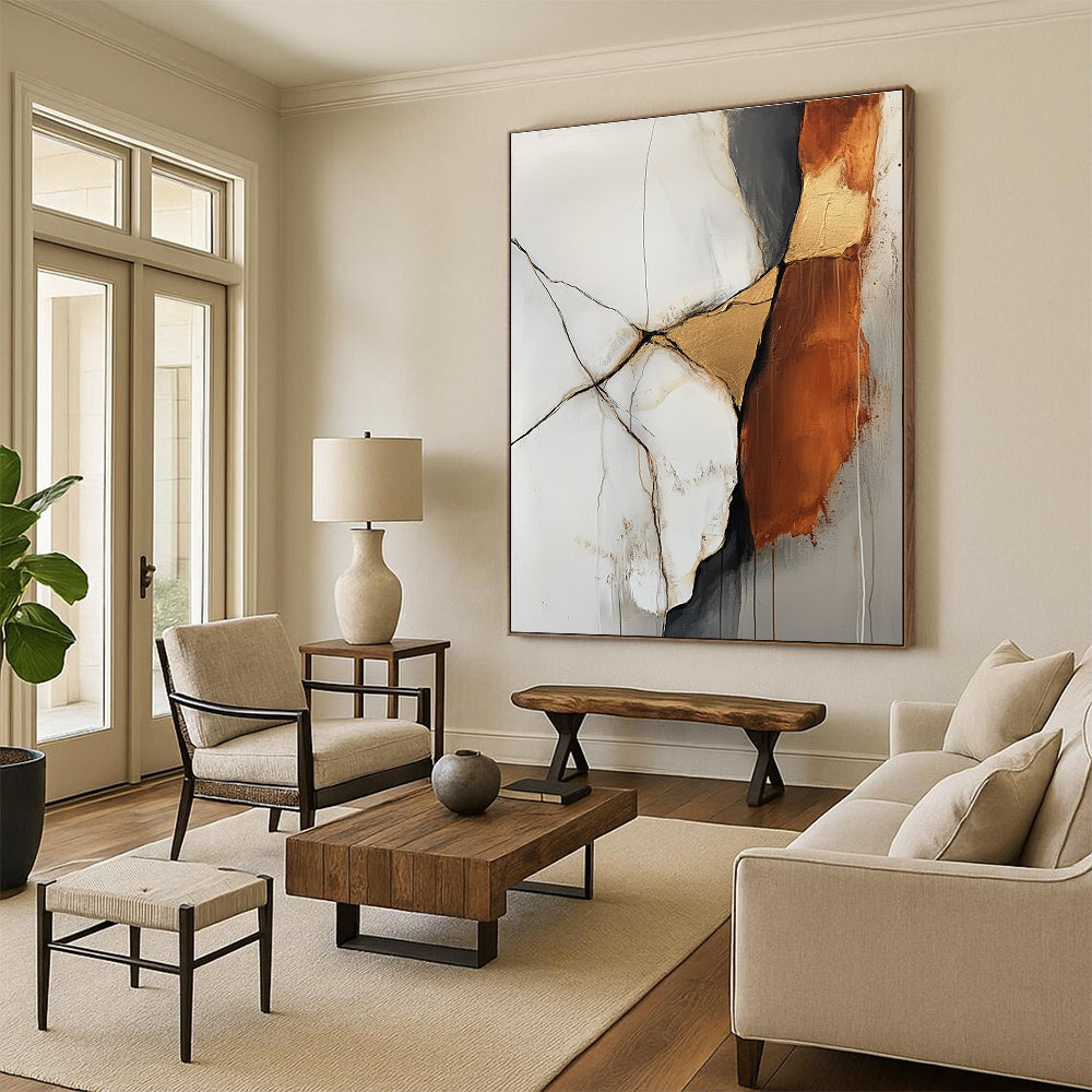 Cracked Gold and Brown Abstract for Luxury Hotel Lobby & Upscale Dining Room STSC655