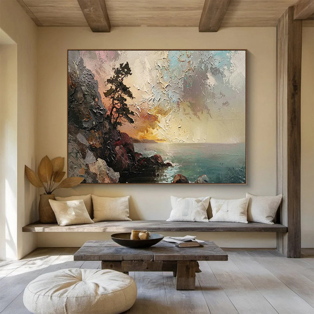 Coastal Lone Pine Landscape Art for Nautical - Themed Study DLZ2847