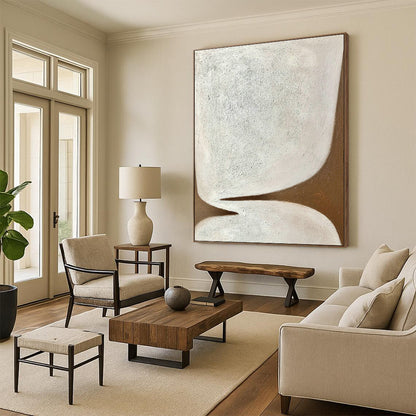 Brown - White Abstract Art for Minimalist Home Office & Art Gallery DLZ1186