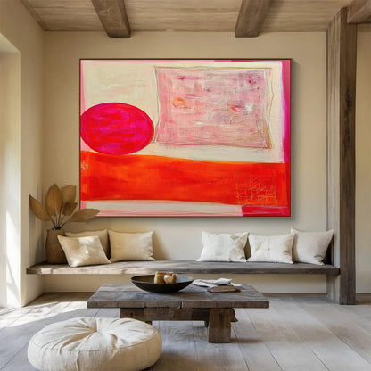 Pink - Orange Minimalist Abstract Art for Contemporary Dining Areas DLZ2457