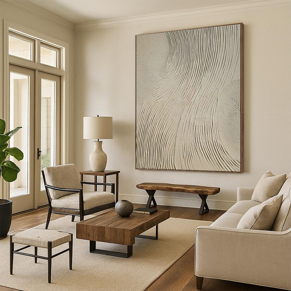 Gray - White Textured Abstract Art II for Art Gallery Corridor & Industrial - Chic Café DLZ1857