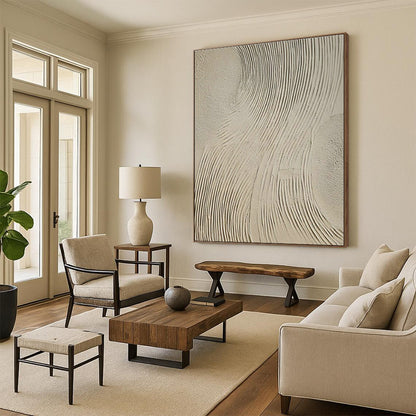 Gray - White Textured Abstract Art II for Art Gallery Corridor & Industrial - Chic Café DLZ1857