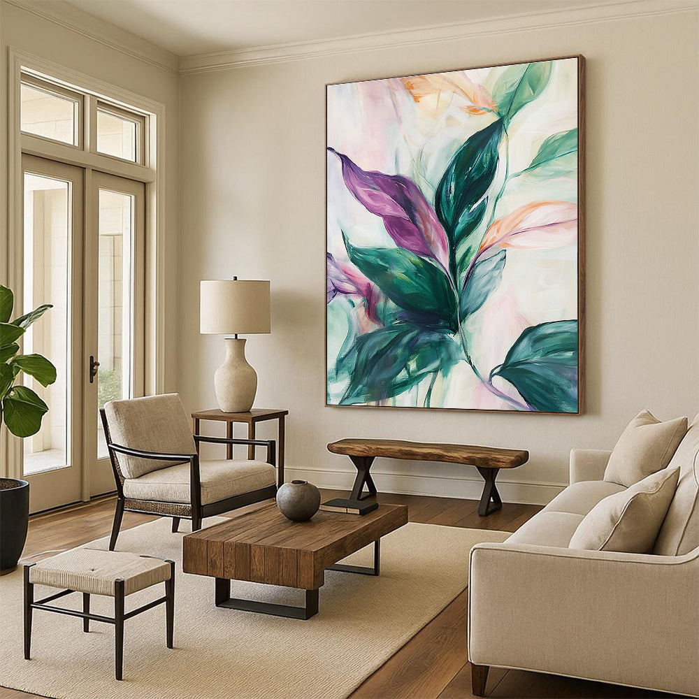 Painted Plant Leaves for Botanical Home Bathroom & Eco - Friendly Restaurant STSC1048