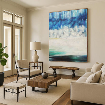 Blue - White Gradient Abstract for Beach House & Corporate Waiting Room DLZ0575