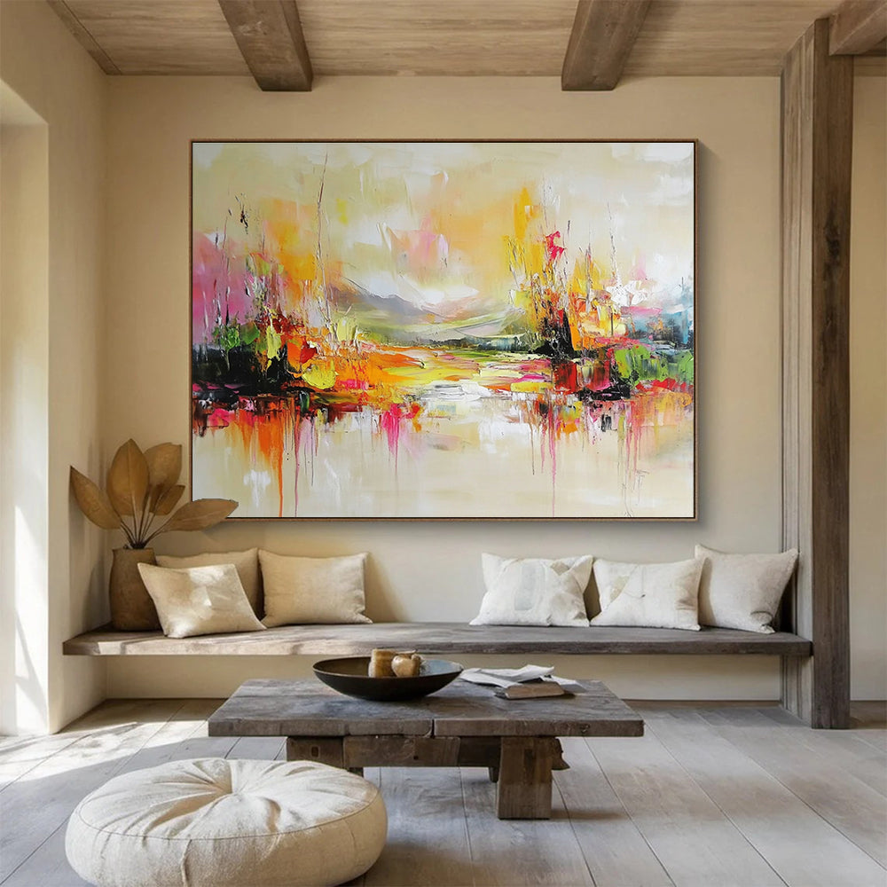 Vibrant Landscape Art for Eco - Friendly Resort Dining Hall & Art - Loving Family Kitchen SC138