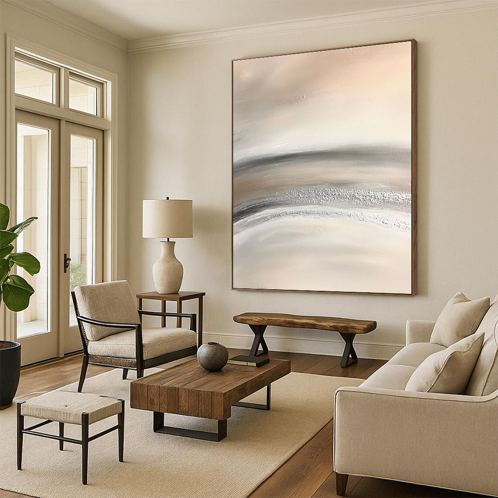 Monochrome Textured Waves for Industrial - Style Loft & Abstract Art Exhibition STSC949
