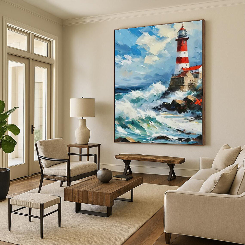 Lighthouse Seaview Oil Art for Living Room & Cottages DLZ0313