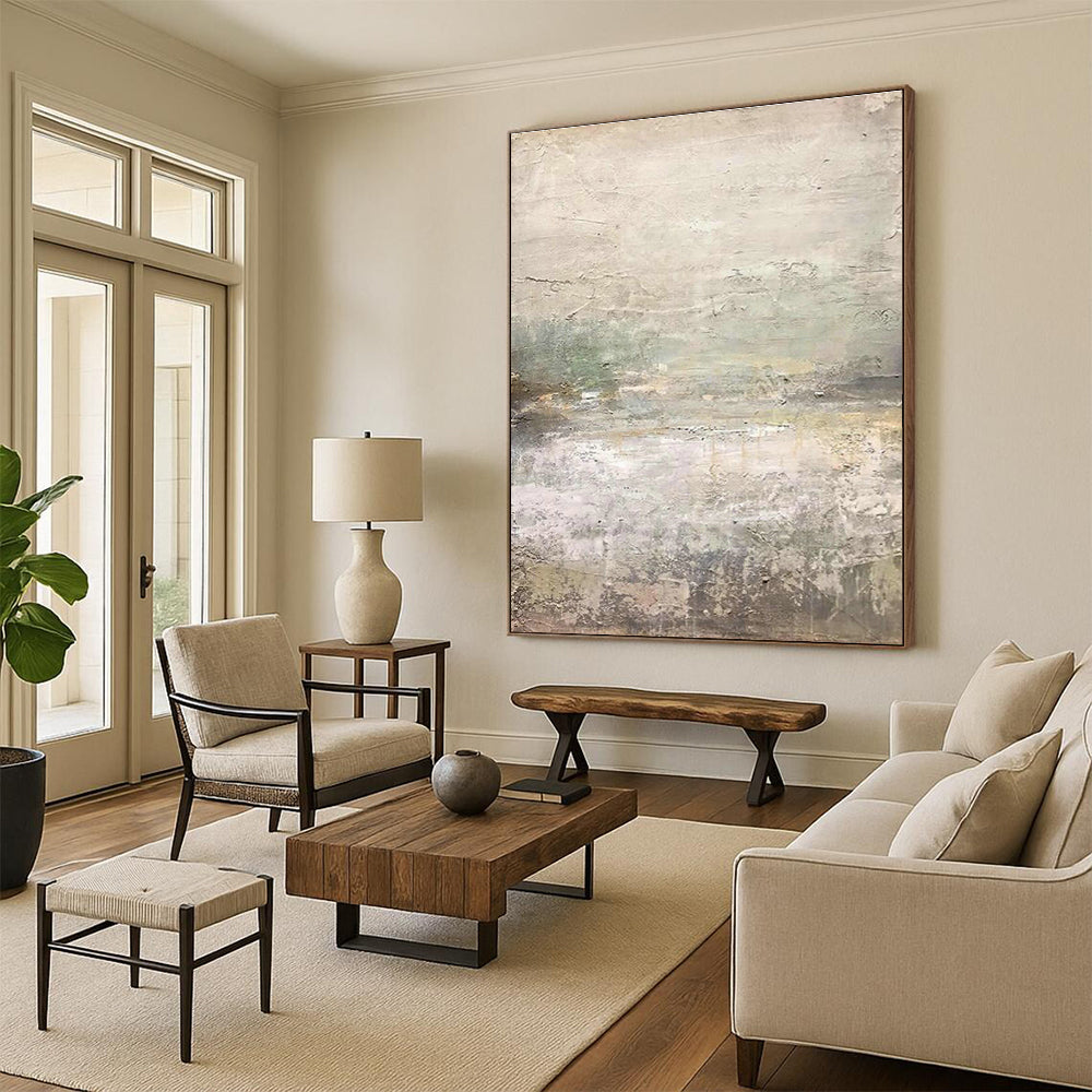 Light Gray Landscape Abstract Art for Minimalist Home Balcony Nooks DLZ0202