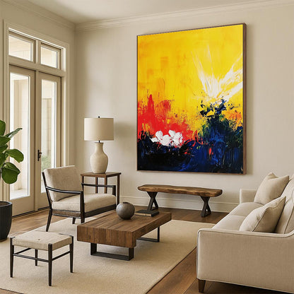 Yellow and Colorful Flower Abstract for Cheerful Kitchen & Bright Home Nursery STSC407