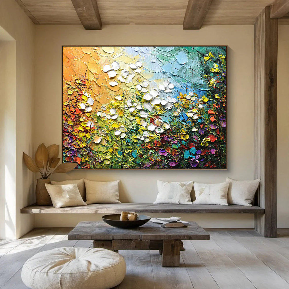 Textured Floral Oil Painting for Cheerful Sunroom DLZ2827