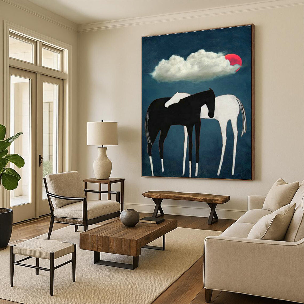 Folk - Inspired Horse Art for Country Cottage & Equestrian Art Gallery DLZ1425