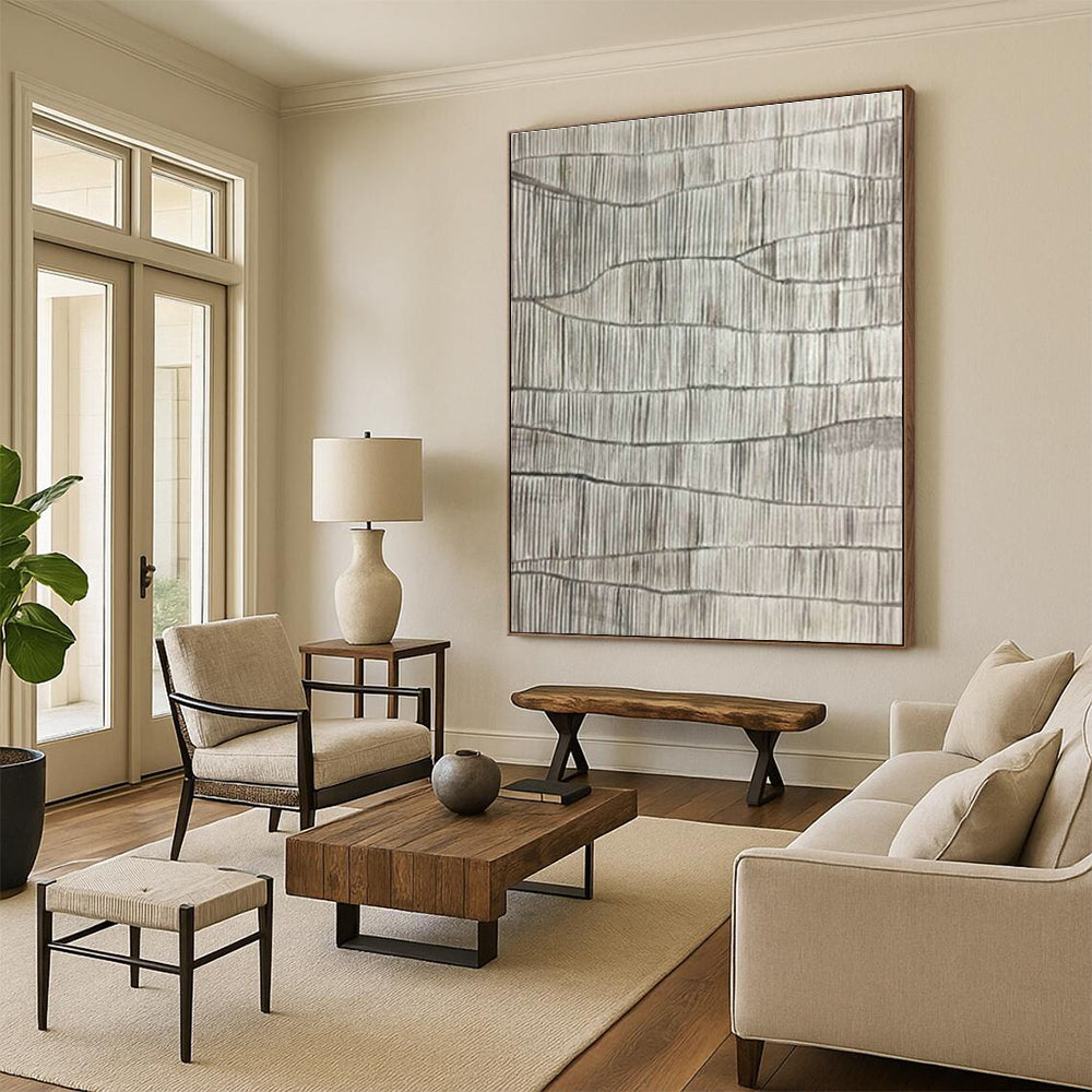 Gray Wave - Line Art for Minimalist Gallery & Corporate Waiting Room DLZ1049